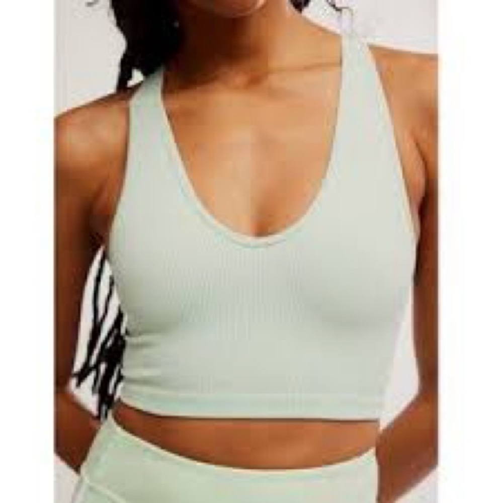 FP Movement Free Throw Ribbed Crop Top Light Green Size Small NWOT